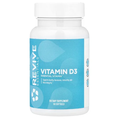 Revive, Essentials, Vitamina D3, 125 mcg (5000 UI), 60 cápsulas blandas