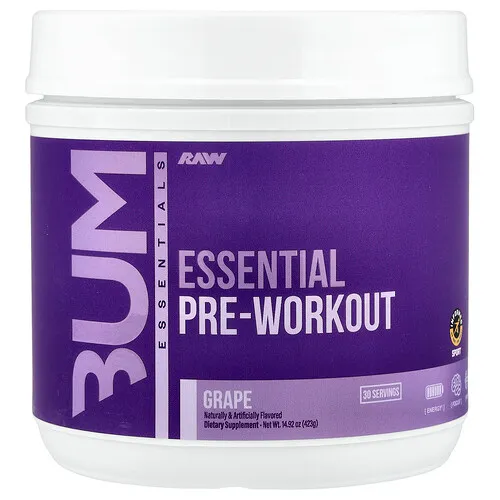 Raw Nutrition, Bum Essentials, Preentrenamiento esencial, Uva, 423 g (14,92 oz)
