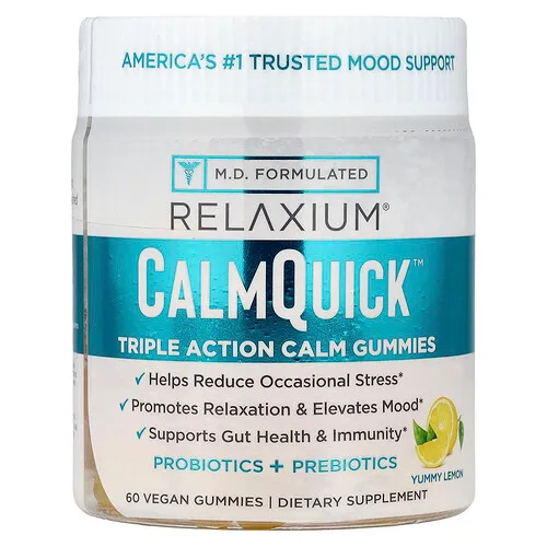 Relaxium, CalmQuick™, Gomitas calmantes de triple acción, Limón delicioso, 60 gomitas veganas