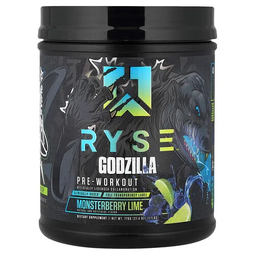 RYSE, Godzilla, Preentrenamiento, Sabor a bayas monstruosas y lima, 776 g (1,74 lb)