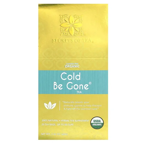 Secrets of Tea, Té orgánico Cold Be Gone, Sin cafeína`` 20 bolsitas de té, 40 g (1,41 oz)