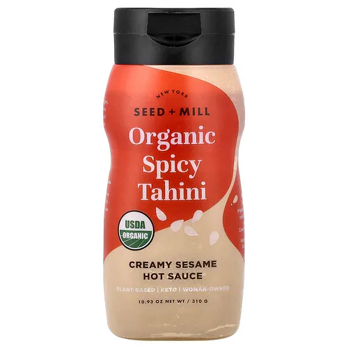 Seed + Mill, Tahina picante orgánica, Salsa picante cremosa de sésamo, 310 g (10,93 oz)