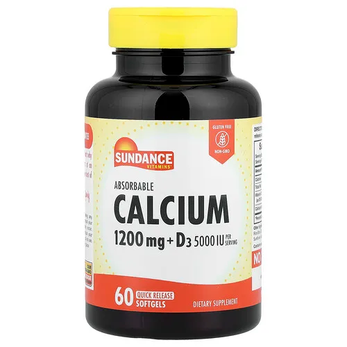 Sundance Vitamins, Calcio absorbible con vitamina D3, 60 cápsulas blandas de liberación rápida