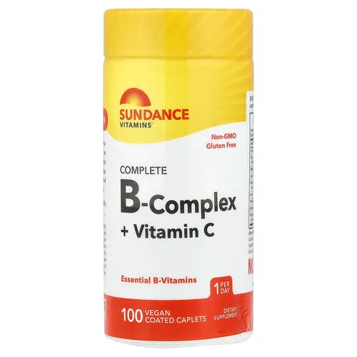 Sundance Vitamins, Complejo completo de vitaminas B más vitamina C, 100 comprimidos oblongos recubiertos