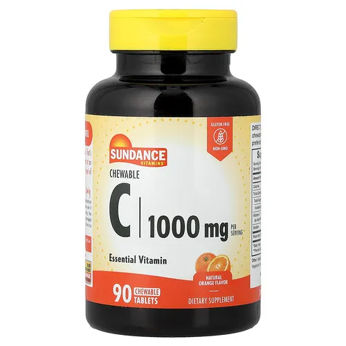 Sundance Vitamins, Vitamina C masticable, Naranja natural, 90 comprimidos masticables (500 mg por comprimido)