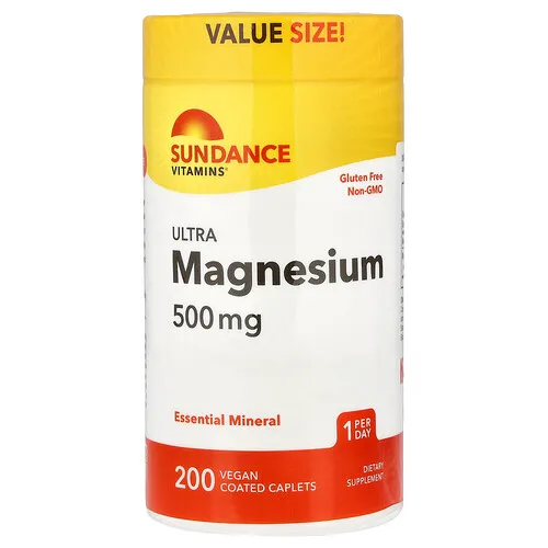Sundance Vitamins, Ultramagnesio, 500 mg, 200 comprimidos oblongos recubiertos veganos