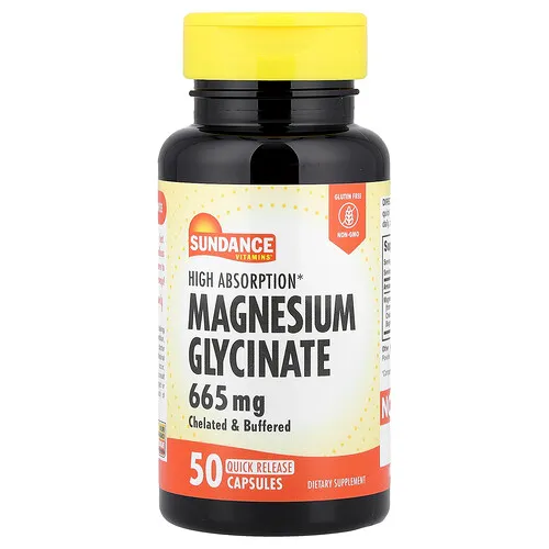 Sundance Vitamins, Alta absorción, Glicinato de magnesio, 665 mg, 50 cápsulas de liberación rápida
