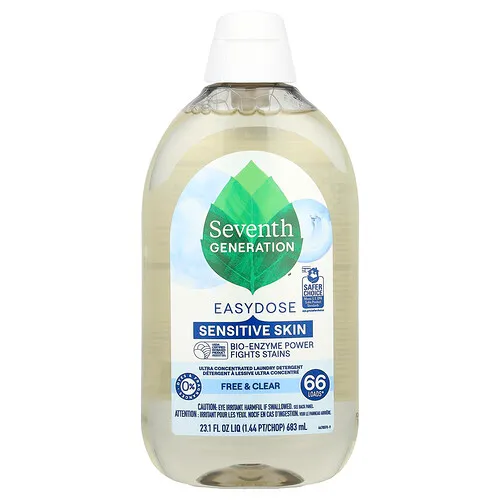 Seventh Generation, Easydose, Detergente para la ropa ultraconcentrado, Libre y transparente, 66 cargas, 683 ml (23,1 oz. Líq.)