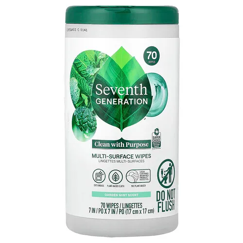 Seventh Generation, Toallitas multisuperficies, Garden Mint`` 70 toallitas