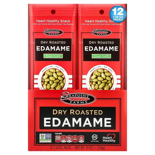 Seapoint Farms, Edamame tostado en seco, sal marina, 12 paquetes, 45 g (1,58 oz) cada uno