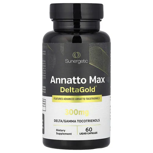 Sunergetic, Annatto Max DeltaGold®, Max, 300 mg, 60 cápsulas líquidas