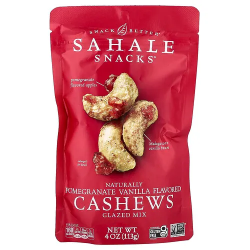 Sahale Snacks, Mezcla glaseada, Castañas de cajú con granada y vainilla, 113 g (4 oz)
