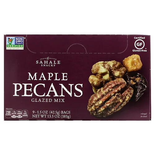 Sahale Snacks, Glazed Mix, pacanas de arce, 9 paquetes, 1,5 oz (42,5 g) cada uno