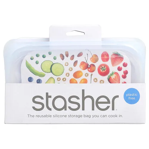Stasher, Bolsa de silicona reutilizable para almacenar alimentos, Tamaño de bocadillo, Transparente, 293,5 ml (9,9 oz. líq.)