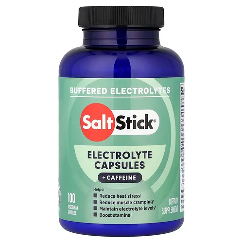 SaltStick, Cápsulas de electrolitos con cafeína, 100 cápsulas vegetales