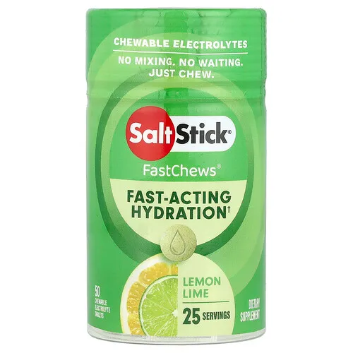 SaltStick, FastChews®, Electrolitos masticables, Lima limón, 50 comprimidos masticables