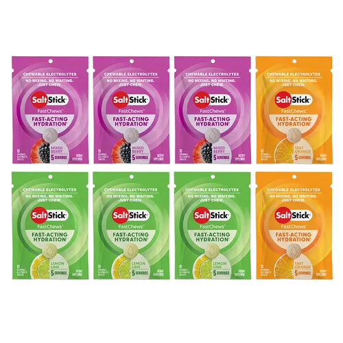 SaltStick, FastChews®, Electrolitos masticables, varios sabores, 8 sobres