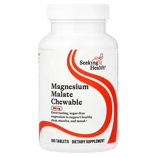 Seeking Health, Malato de magnesio, Comprimidos masticables 100 mg, 100 comprimidos