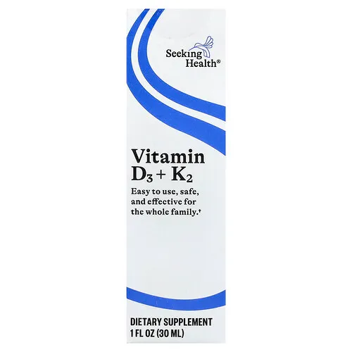 Seeking Health, Gotas de vitamina D3 y K2, 30 ml (1 oz. Líq.)