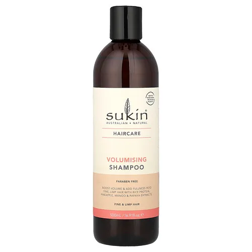 Sukin, Champú voluminizador, Cabello fino y frágil, 500 ml (16,91 oz. líq.)