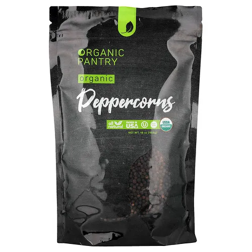 The Spice Lab, Organic Pantry, Pimienta orgánica en granos entera, 453 g (16 oz)