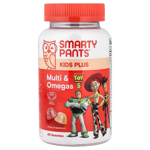 SmartyPants, Kids Plus, gomitas multivitaminas y omega, Toy Story 5, limón, naranja y fresa-plátano, 60 gomitas