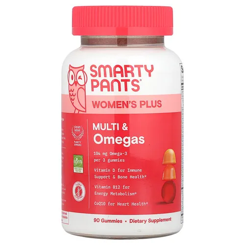 SmartyPants, Gomitas de multivitaminas y omegas para mujeres, fresa, naranja y crema de limón, 90 gomitas