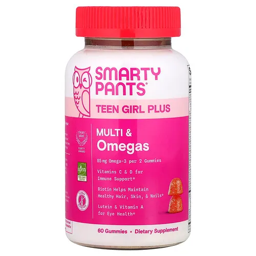 SmartyPants, Suplemento multivitamínico para chica adolescente plus con omega. Mango y naranja, 60 gomitas