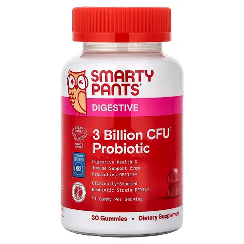 SmartyPants, Gomitas probióticas para el aparato digestivo, Fresa, 30 gomitas