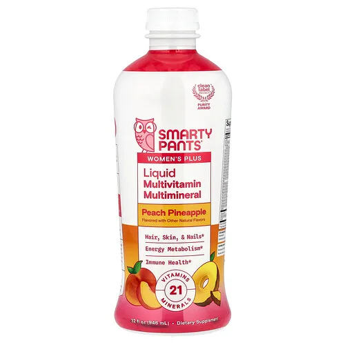 SmartyPants, Suplemento multivitamínico y multimineral líquido para mujeres grandes, Melocotón y piña, 946 ml (32 oz. líq.)