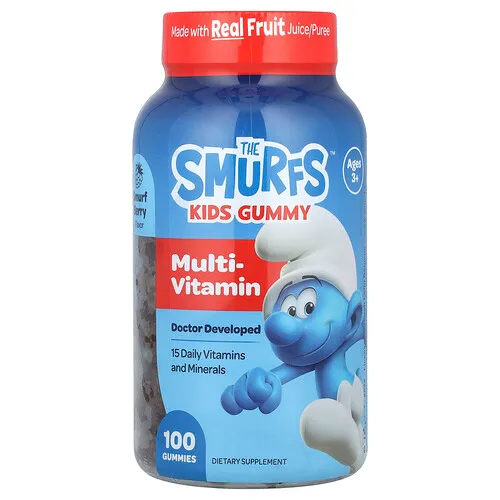 The Smurfs, Gomitas para niños, Suplemento multivitamínico, De 3 años en adelante, Baya pitufo, 100 gomitas