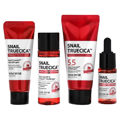 SOME BY MI, Kit de inicio del cuidado de la piel milagroso y reparador Snail Truecica, 4 piezas
