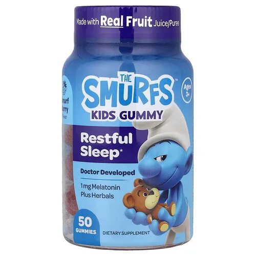 The Smurfs, Gomitas para niños, Sueño reparador, De 3 años en adelante, Baya pitufo, 50 gomitas