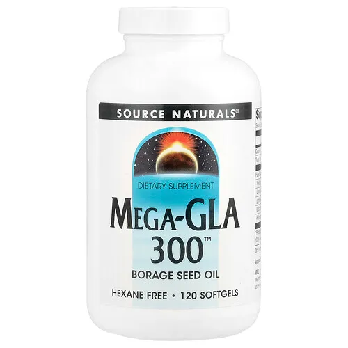 Source Naturals, Mega-GLA 300, Suplemento de aceite de semilla de borraja, 120 cápsulas blandas