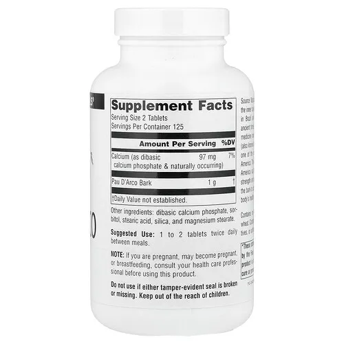 Source Naturals, Pau D'Arco, 500 mg, 250 comprimidos