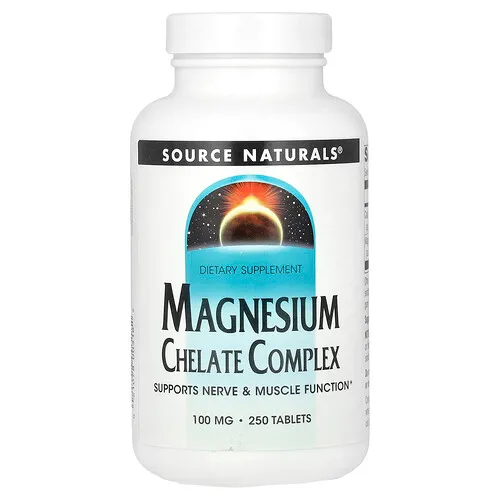Source Naturals, Magnesium Chelate (Quelato de Magnesio), 100 mg, 250 Pastillas