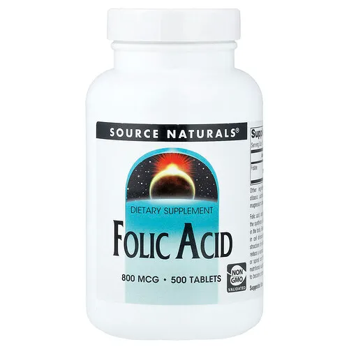 Source Naturals, Ácido Fólico, 800 mcg, 500 Tabletas