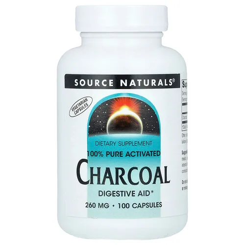 Source Naturals, Carbón vegetal activado 100 % puro, 260 mg, 100 cápsulas