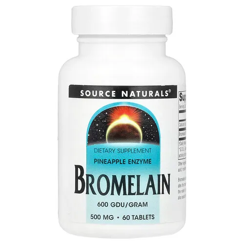 Source Naturals, Bromelaína 600 UDG/gramo, 500 mg, 60 comprimidos