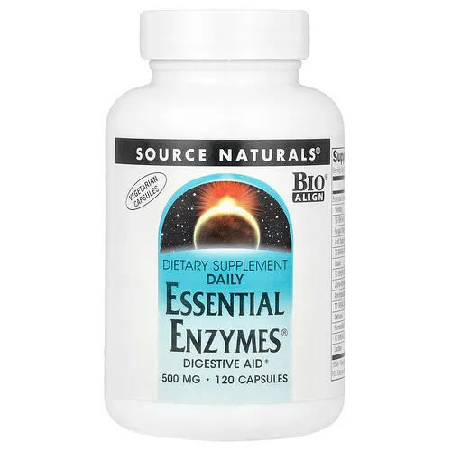 Source Naturals, Daily Essential Enzymes®, Enzimas esenciales de uso diario, 500 mg, 120 cápsulas vegetales