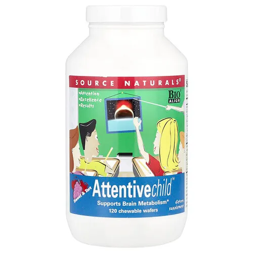 Source Naturals, Attentive Child™, Suplemento agridulce, 120 obleas masticables