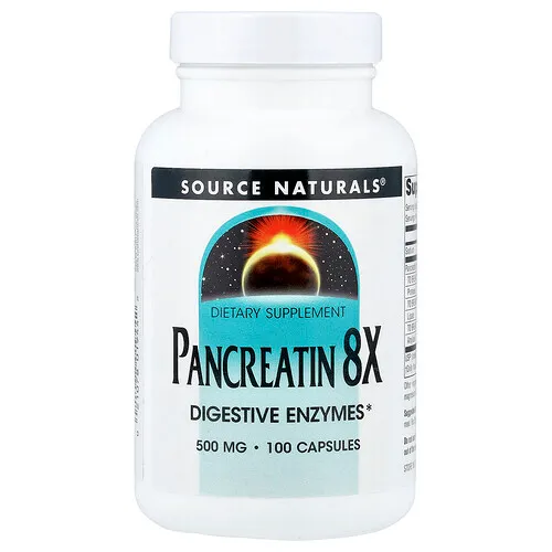 Source Naturals, Pancreatin 8X, 100 cápsulas