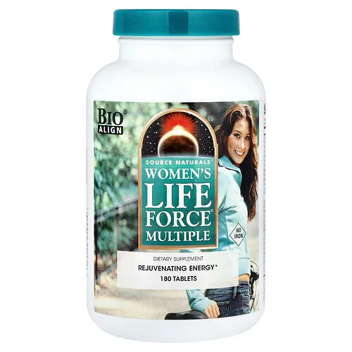 Source Naturals, Suplemento multivitamínico para mujeres Life Force®, Sin hierro, 180 comprimidos