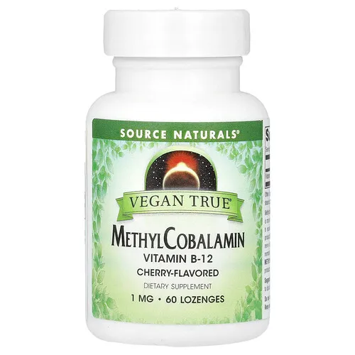 Source Naturals, Vegan True, Metilcobalamina, Cereza, 1 mg, 60 pastillas