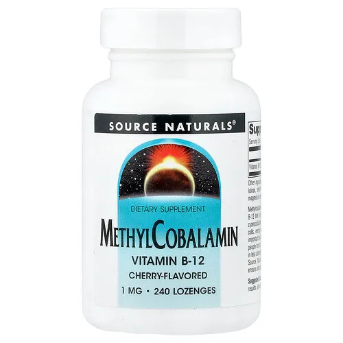 Source Naturals, Metilcobalamina sublingual, Sabor a cereza, 1 mg, 240 tabletas