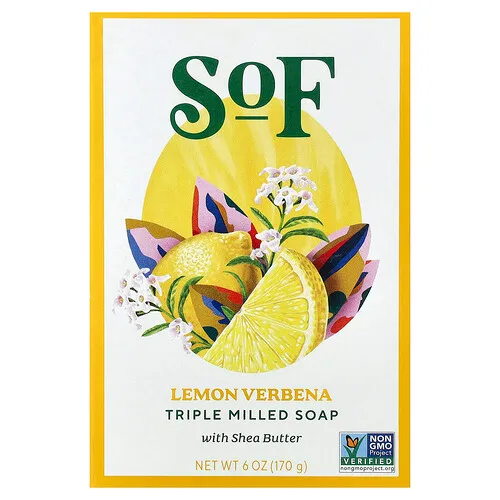 SoF, Barra de jabón de triple molienda con manteca de karité, Cedrón, 170 g (6 oz)