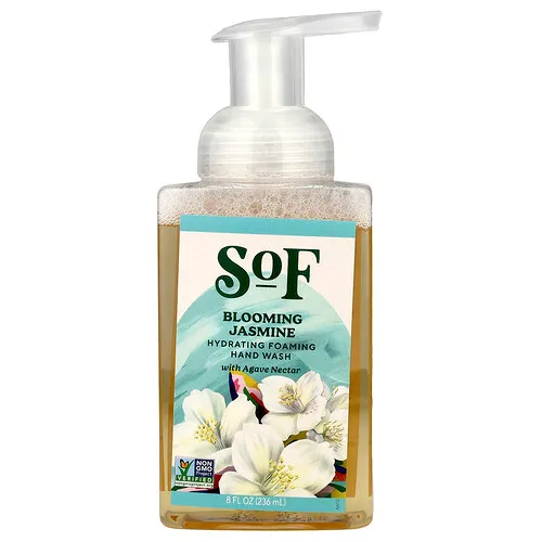 SoF, Jabón líquido hidratante y espumante para las manos con néctar de agave, Jazmín en flor, 236 ml (8 oz. líq.)