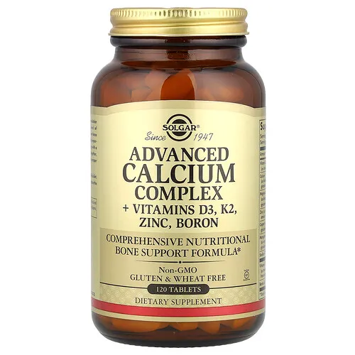 Solgar, Complejo de calcio avanzado con vitaminas D3 y K2, zinc y boro, 120 comprimidos