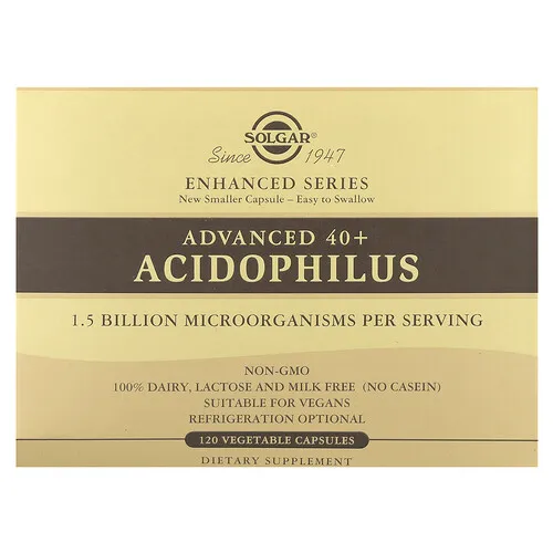 Solgar, Acidophilus avanzado 40+, 120 cápsulas vegetales