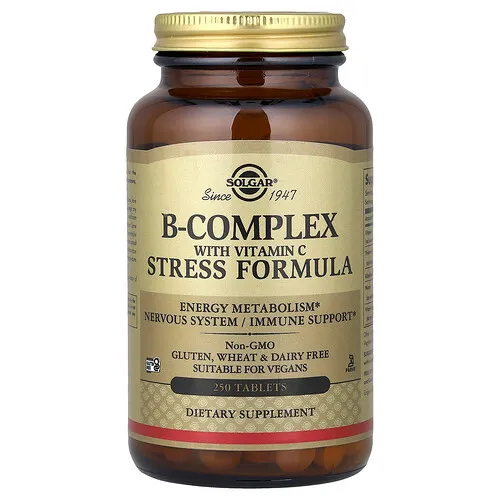 Solgar, Complejo B con Vitamina C, Fórmula para el estrés, 250 comprimidos